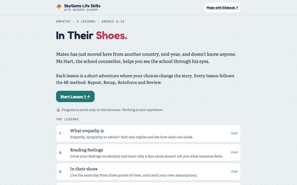 Preview of the first screen of In Their Shoes