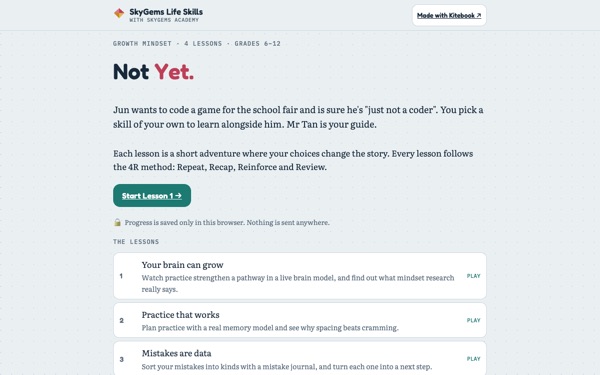 Preview of the first screen of Not Yet