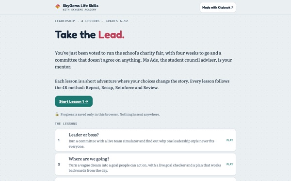 Preview of the first screen of Take the Lead