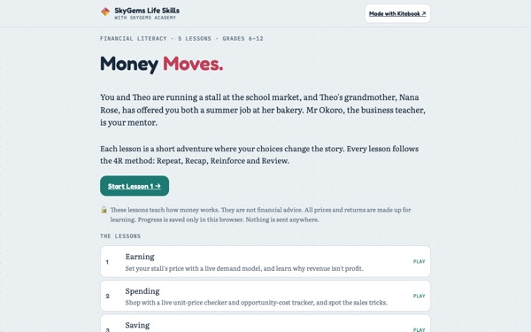 Preview of the first screen of Money Moves