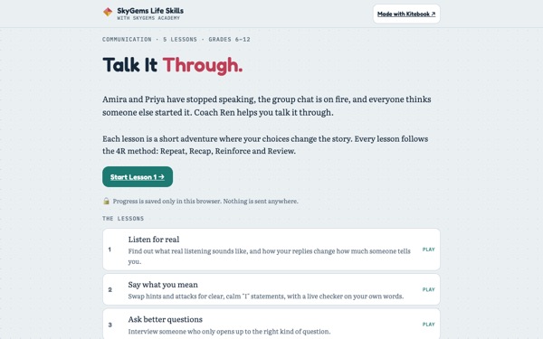 Preview of the first screen of Talk It Through